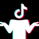 A figure with a TikTok logo for a head, shrugging
