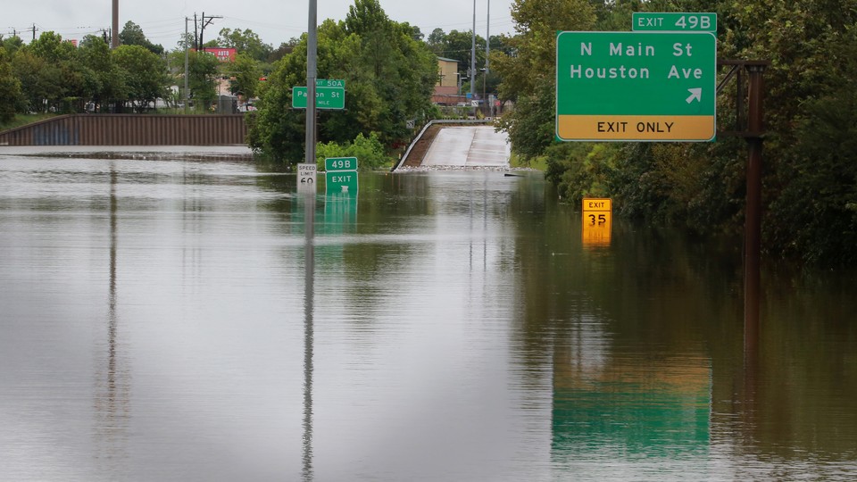 A flooded highway in Houston