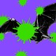 An illustration of a bat surrounded by giant coronaviruses