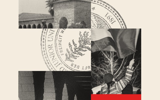 collage of stanford university architecture and protests