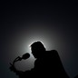 The silhouette of Donald Trump as he speaks during a rally