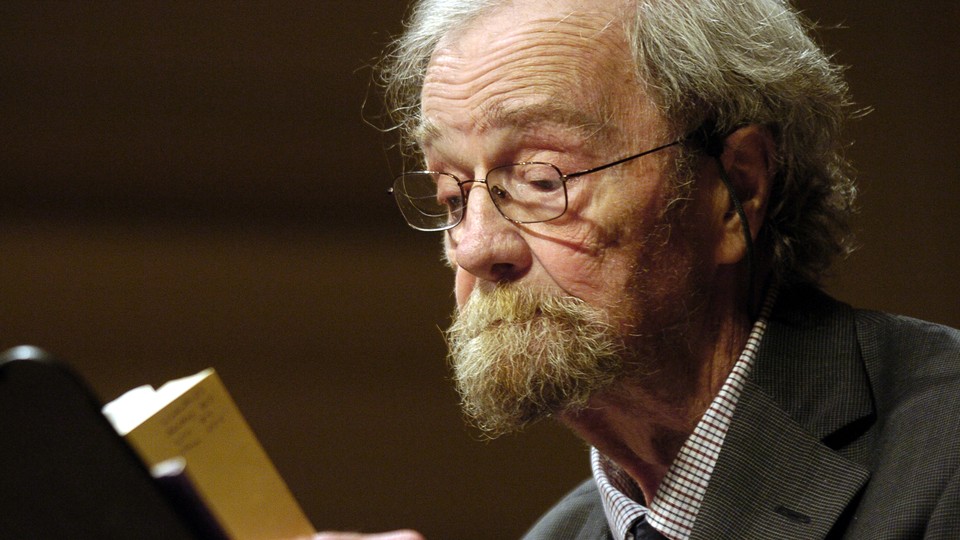 Donald Hall reads to a crowd at the Library of Congress