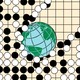 Illustration of Earth nested within a Go board