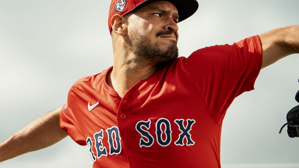 A player in a new 2024 Red Sox jersey