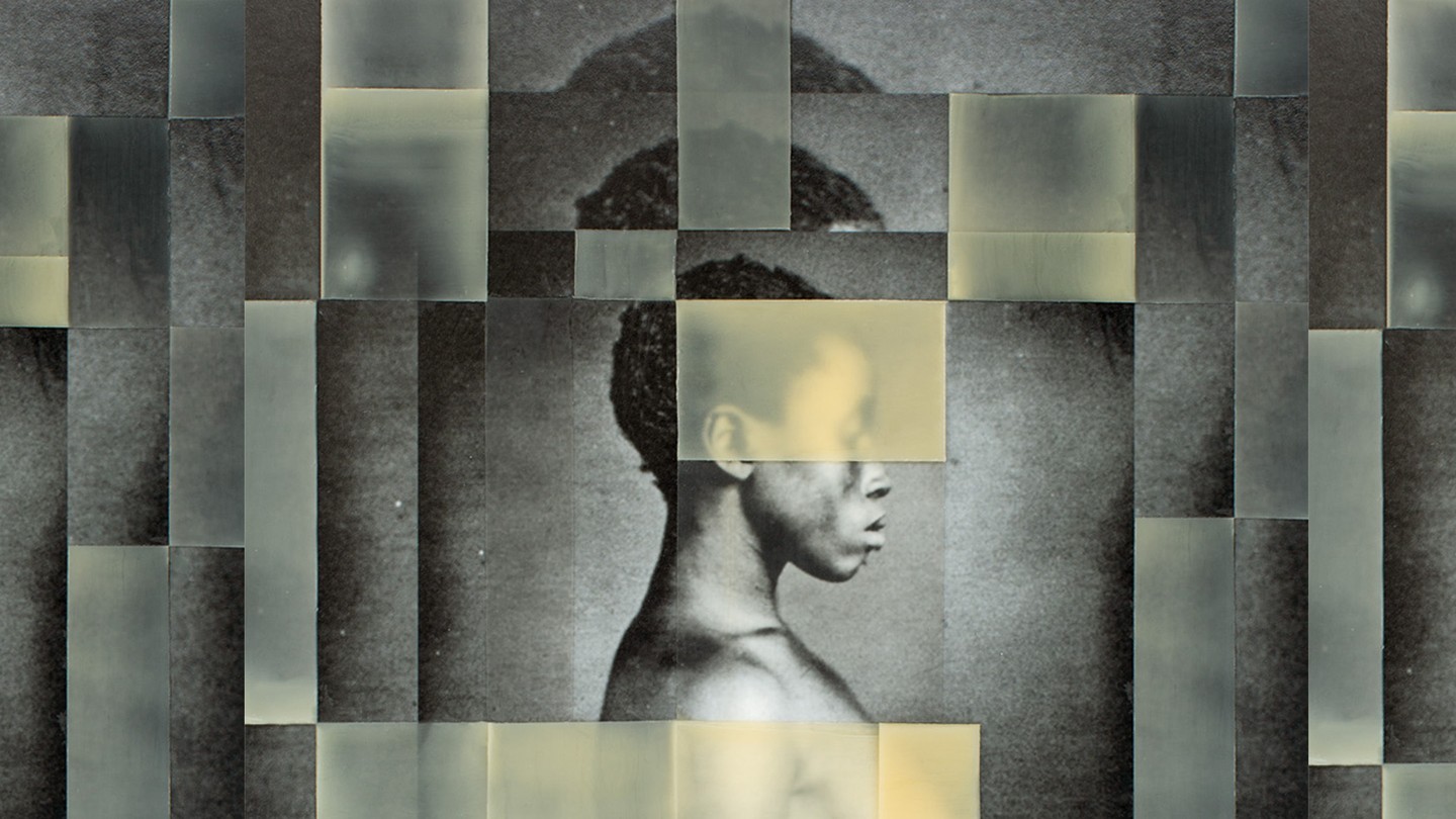 A mosaic photo illustration of a daguerreotype of a formerly enslaved woman