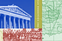 Collage of the Supreme Court, maps of Indigenous tribes, and photos of Native Americans