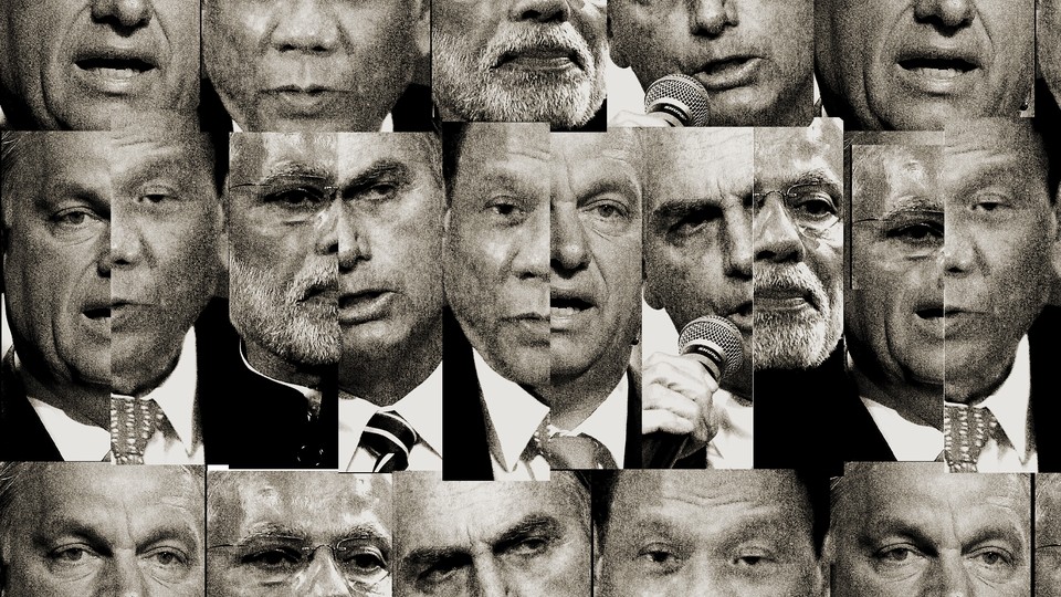 A collage of world leaders including Narendra Modi, Rodrigo Duterte, Jair Bolsonaro, and Viktor Orban