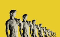 An infinite row of David statues