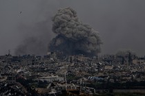 Smoke cloud rises over destruction in Gaza