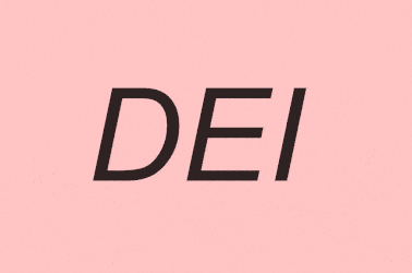 The letters "DEI" collapsing