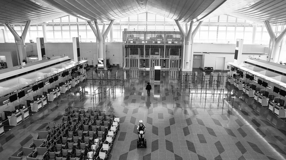 An empty airport in Japan after travel was restricted because of the Omicron variant