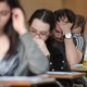 Students take a test.