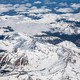 Snowy mountain tops in Colorado viewed from above