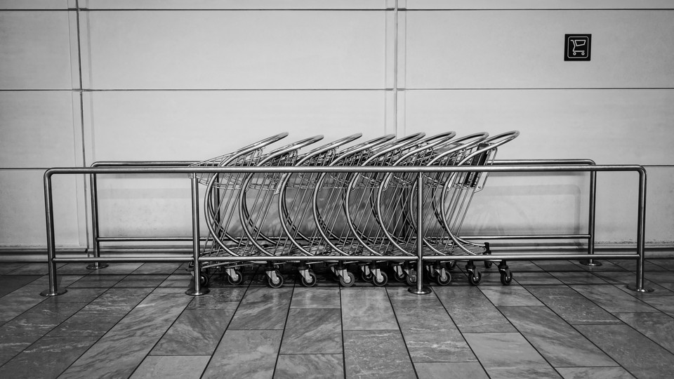 Shopping carts in a row