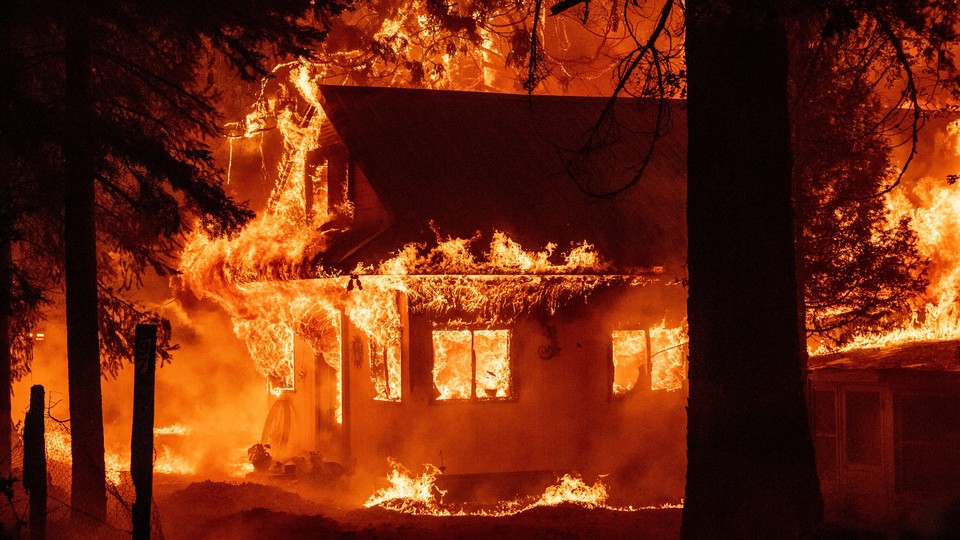 House burning in California