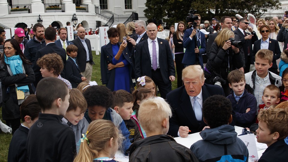 President Trump at the 2018 White House Easter Egg roll