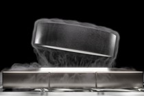 A metal superconductor floating in cold temperature