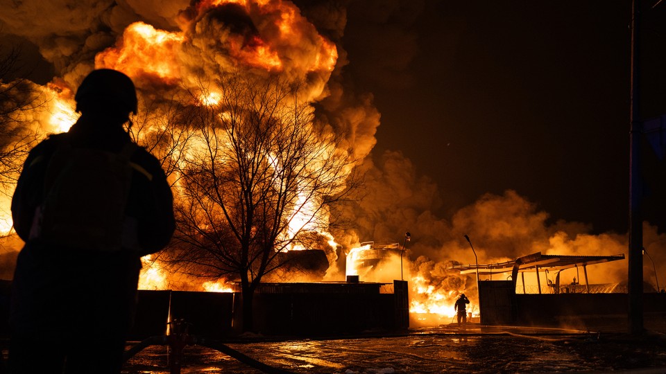 Fire in Kharkiv, Ukraine