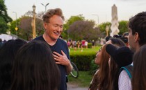 Conan O’Brien talks to a group of people
