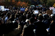 Students protest against Trump in Manhattan, New York