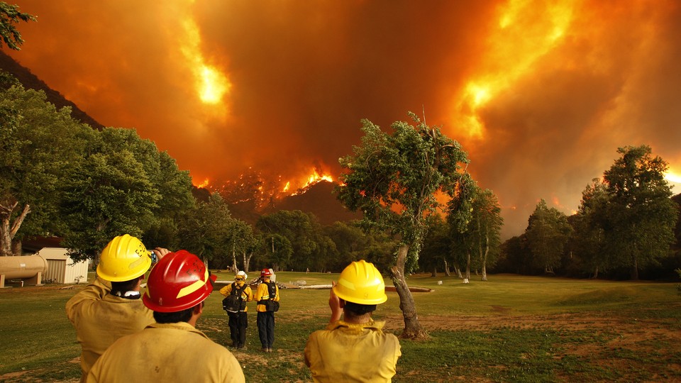 A wildfire burns in California in 2013.