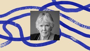 A black-and-white headshot of the historian Margaret MacMillan, bordered by an illustration