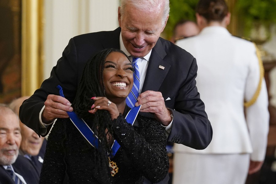 President Biden awards a Presidential Medal of Freedom to Simone Biles.