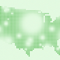 Dotted map of the U.S. with some random blurry white posts of different sizes