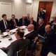 U.S. President Donald Trump is shown in an official White House handout image meeting with his National Security team.
