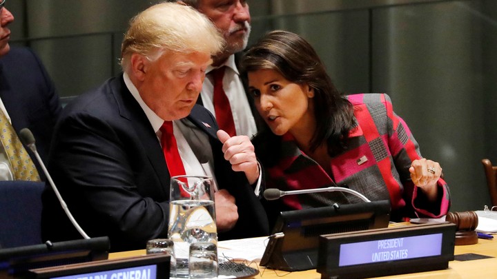 President Donald Trump and UN Ambassador Nikki Haley during the United Nations General Assembly