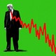 Photo-illustration of Donald Trump on a green background with a graph showing a plunging stock market