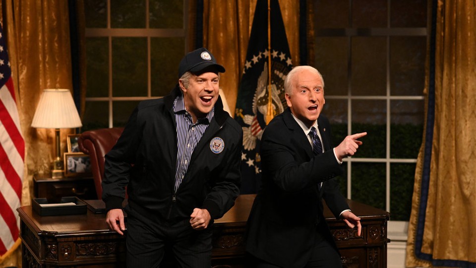 Jason Sudeikis and James Austin Johnson as Joe Biden on "SNL"
