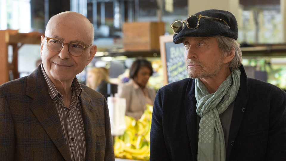 Alan Arkin (Norman) and Michael Douglas (Sandy) star in Chuck Lorre's 'The Kominsky Method' on Netflix.