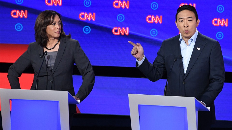 Andrew Yang and Kamala Harria