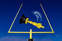 An Academy Award sailing through football uprights