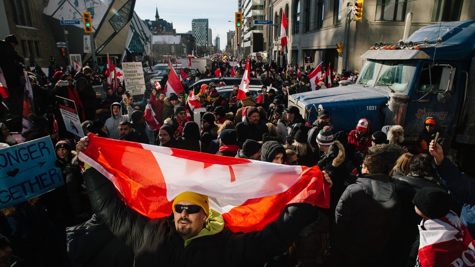 Truckers protesting in Toronto.