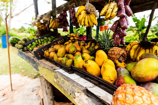 Fresh fruit sold by a mountainside vendor in Jamaica, the setting of many stories in Alexia Arthurs's new collection