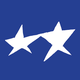 illustration with two white stars stretching to connect their closest points on blue background.