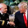 President Donald Trump shakes hands with his new National Security Adviser Army Lieutenant General H.R. McMaster.