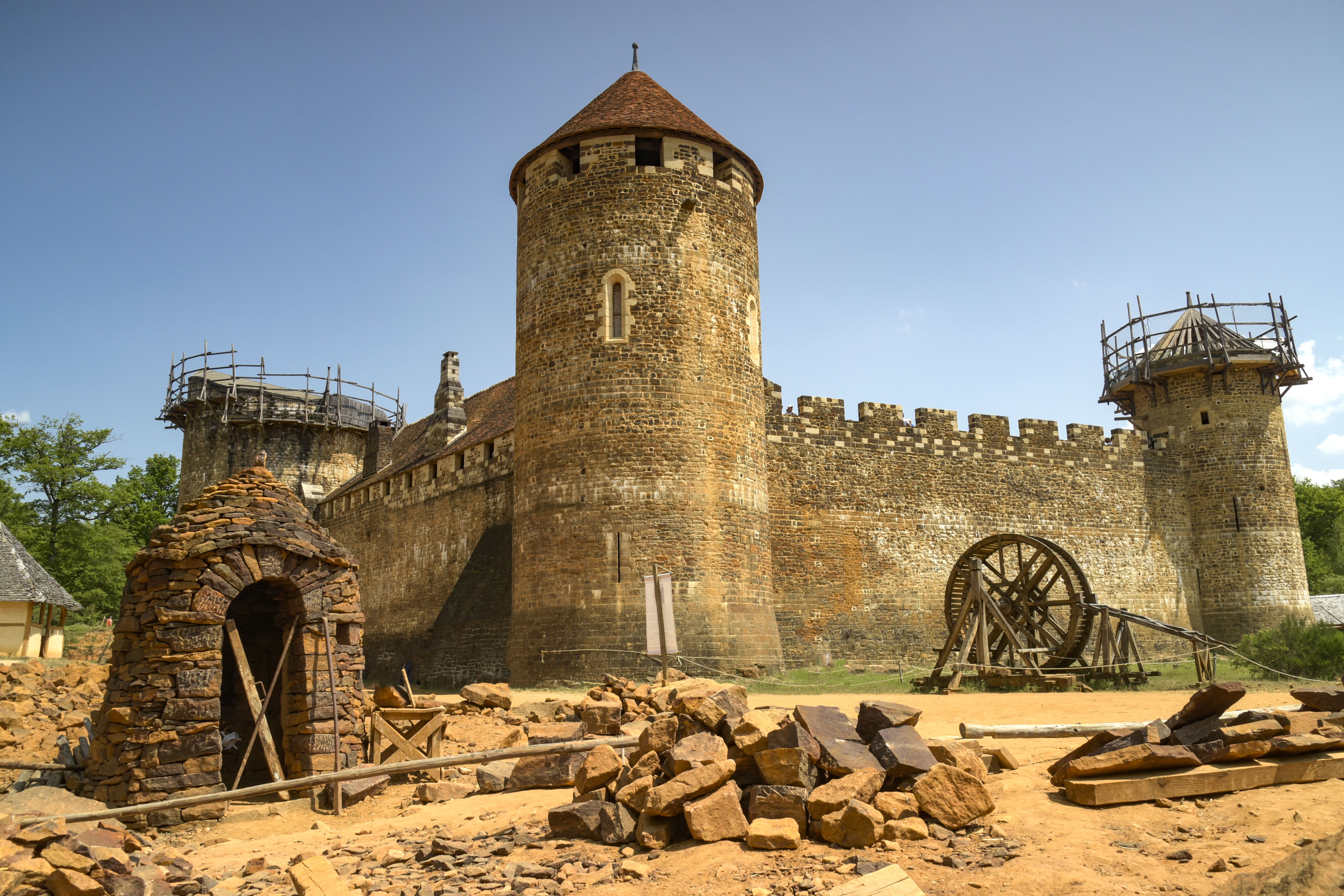 A view of a small castle, under construction