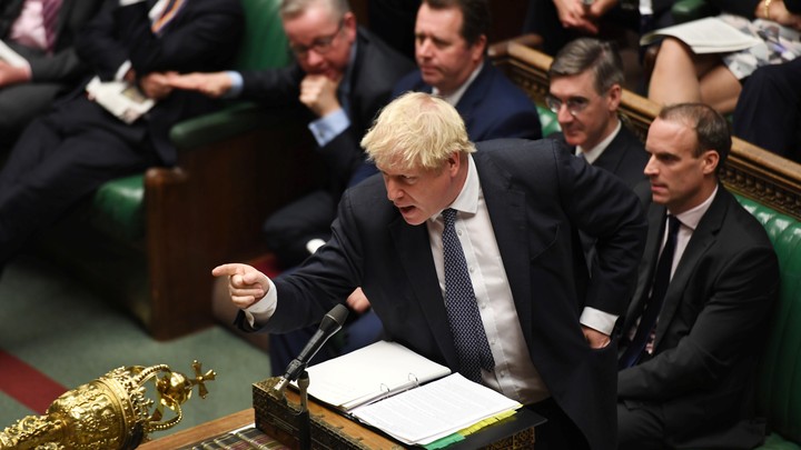 Boris Johnson gestures as he speaks at the House of Commons.
