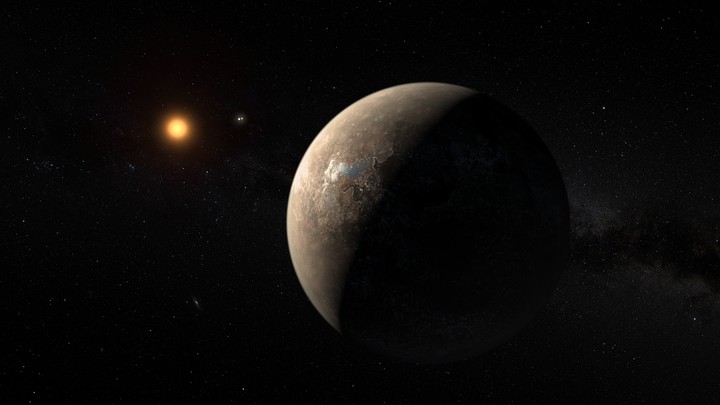 An artist’s impression of the planet orbiting the star Proxima Centauri