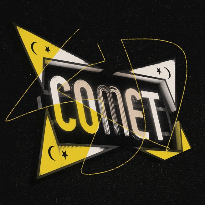 collage showing comet ping pong shop sign
