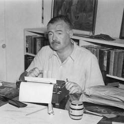 Hemingway at his typewriter