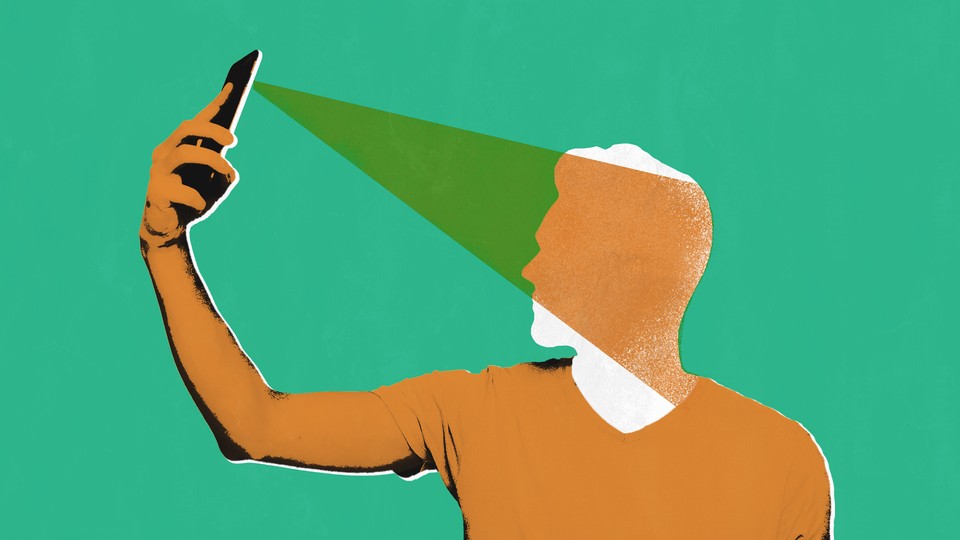 An illustration of a man taking a selfie