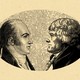 An illustration showing Thomas Jefferson and Aaron Burr facing each other