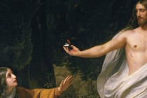 illustration of painting with Jesus holding out engagement ring