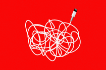 A tangled Lightening cable