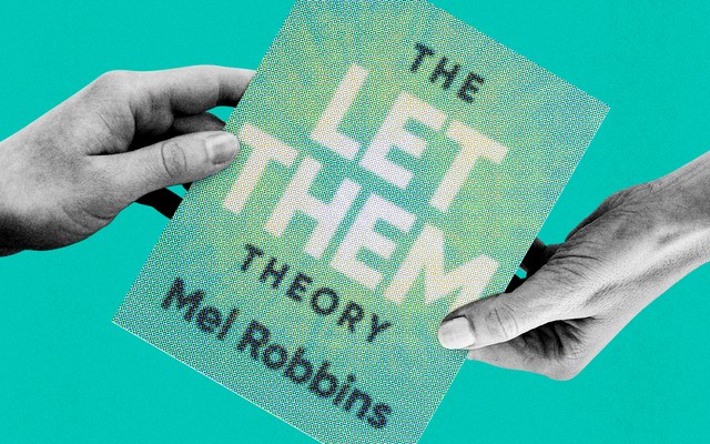 illustration of two hands holding a copy of the book The Let Them Theory