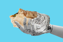 An image of a burrito in the hands of a robot